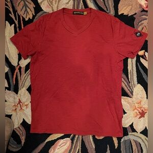 Johnson Brothers red cotton V neck tee shirt